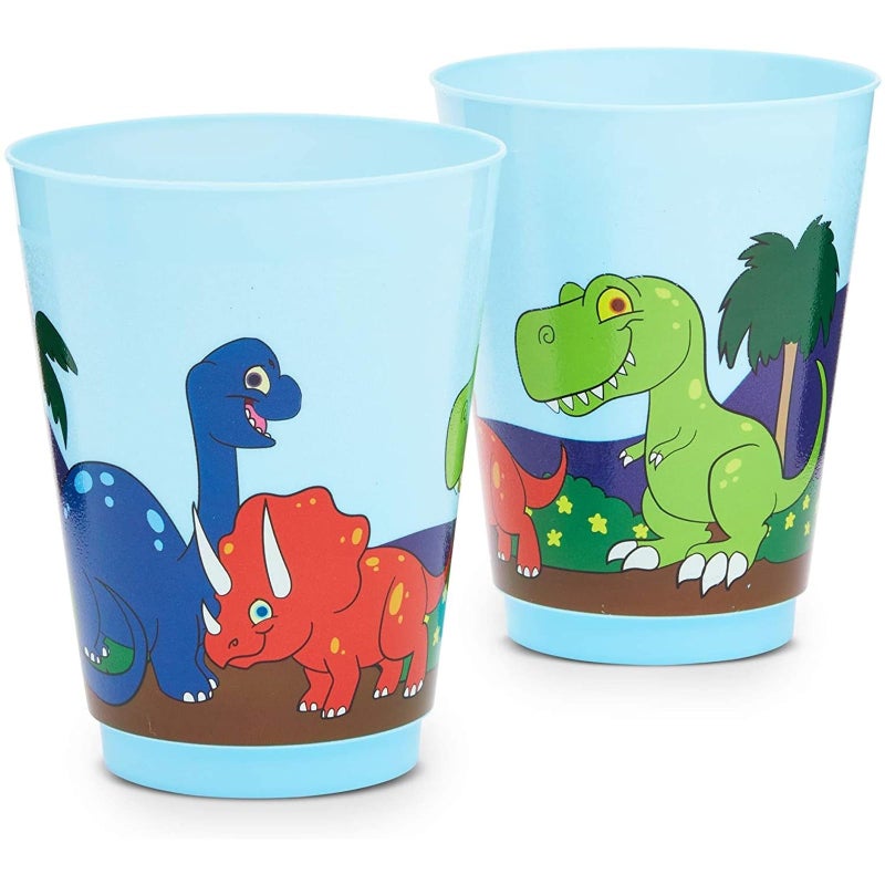 BLUE PANDA 16 Pack Plastic Dinosaur Cups for Kids, Cartoon Dino Party Favors for Birthday Party Supplies and Dinosaur Birthday Decorations (16 O) - Image 4